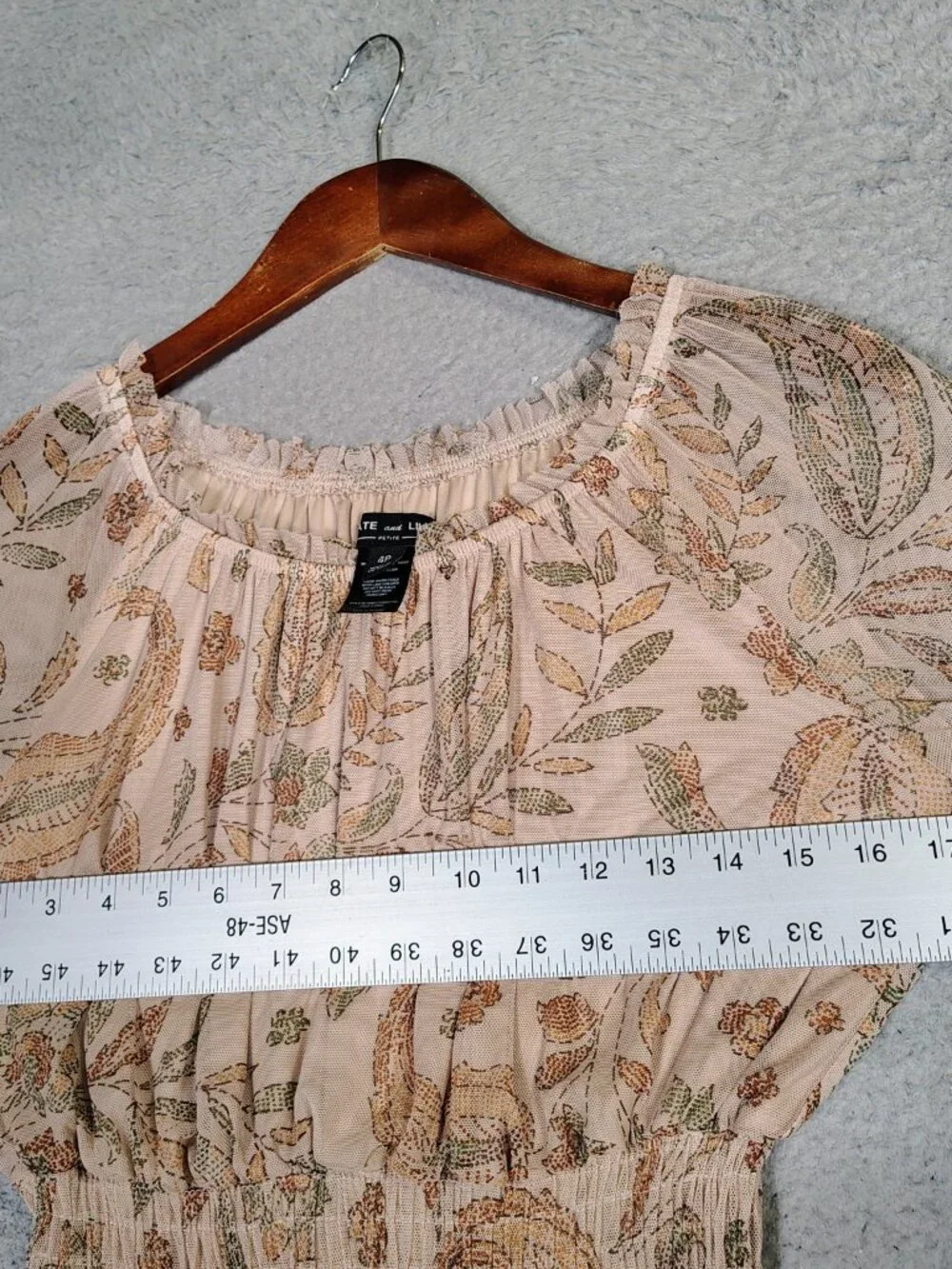 Kate And Lily Maxi Dress Women 4 Petite Beige Paisley Mesh Tiered Ruffle Cottage - Picture 8 of 11